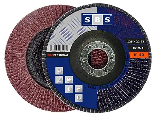 Produktbild: SBS® Fächerscheiben | Ø 125 mm | Korn 40 | 10 Stück | Braun für Metall & Holz | Winkelschleifer Lamellenschleifer Schleifscheiben