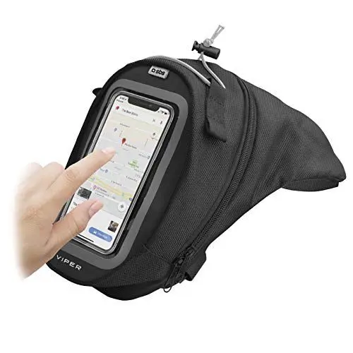 Produktbild: SBS Oberschenkeltasche für Motorradfahrt - Handytasche bis 6 Zoll mit Touchfenster, wasserfest nach IPX3, 2 verstellbaren Clips zur Befestigung & Reißverschluss zum Schließen - Motorrad Tasche