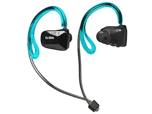 Produktbild: SBS Water Resistant IPX4 Wireless Earphones mit integriertem Doppelmikrofon, Tasten zum Annehmen/Beenden von Anrufen, Lautstärkeregler, Musikmanagement, Schwarz/Blau