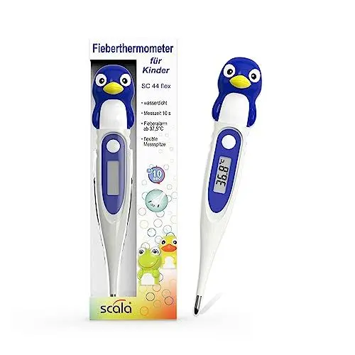 Produktbild: scala Digitales Fieberthermometer SC 44 flex Speed 10 sec. Pinguin weiß, Kinder und Babys