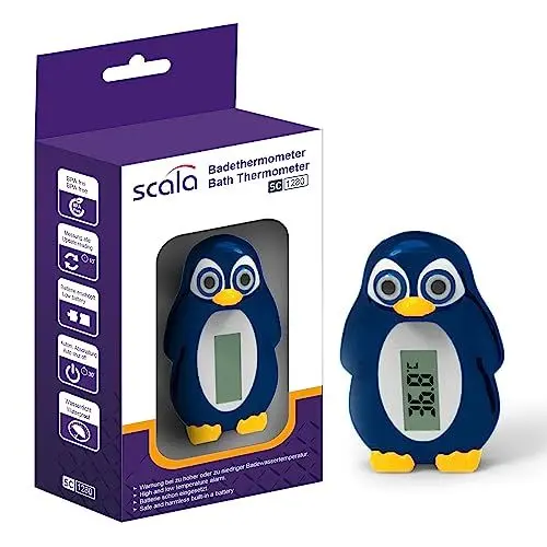 Produktbild: scala SC 1280 Digitales Badethermometer Pinguin misst die Badewassertemperatur. Baden wird für Kleine Kinder und Babys einfacher