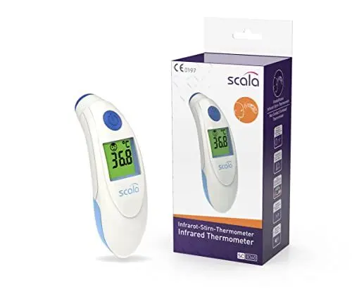 Produktbild: scala SC 8360 blau Top Speed Night digitales Infrarot Stirn Thermometer mit optischem und akustischem Fieberarlarm