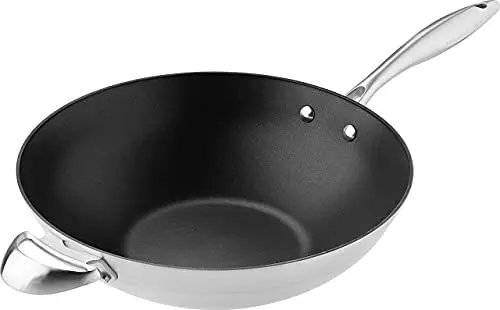 Produktbild: SCANPAN CTX Wokpfanne 32 cm Induction | 5-schichtige Konstruktion | Für alle Herdarten geeignet | Multifunktionale Wok-Pfanne | Stratanium+ Antihaftbeschichtung | Ofenfest