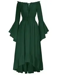Produktbild: SCARLET DARKNESS Steampunk Wikinger Kostüm Damen Halloween Karneval Festlich Vampir Maxikleid Dunkelgrün M