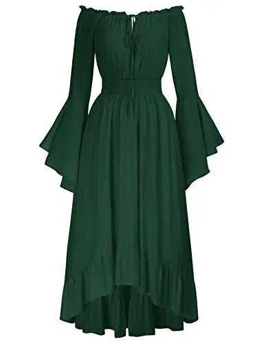 Produktbild: SCARLET DARKNESS Steampunk Wikinger Kostüm Damen Halloween Karneval Festlich Vampir Maxikleid Dunkelgrün M
