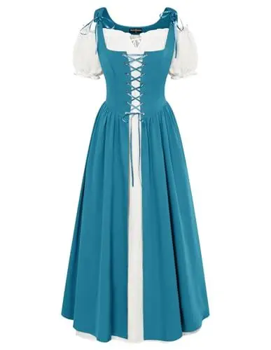 Produktbild: SCARLET DARKNESS Gothic Steampunk Piraten Kostüm Cosplay Halloween Karneval Festlich Zigeuner Kostüm Blau XL