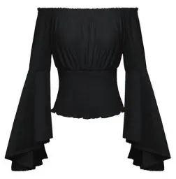 Produktbild: SCARLET DARKNESS Steampunk Wikinger Bluse Cosplay Halloween Karnavel Festlich Mittelalter Mieder Schwarz XL