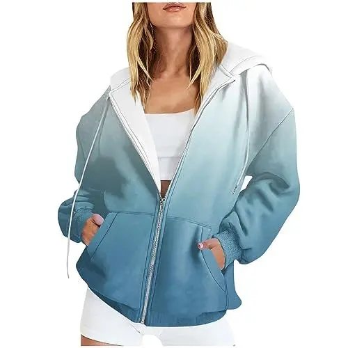 Produktbild: Tagesangebote Heute, Kapuzenjacke Damen Oversized Jacke Damen Sommer Sommermantel Damen Leicht Lang Sweatjacke Damen Beige Hoodie Pink Damen Casual Long Sleeve Sweatshirt