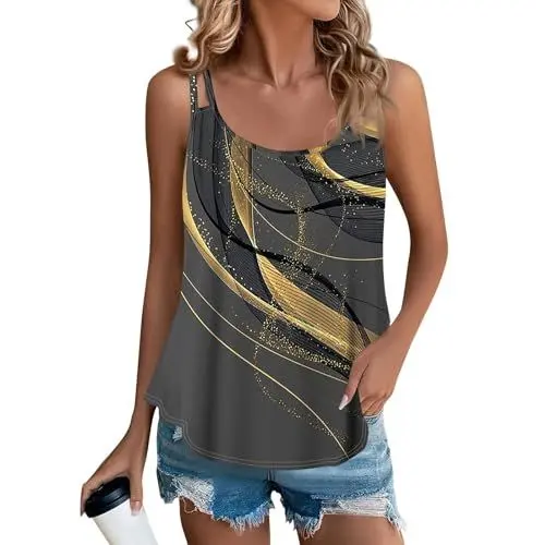 Produktbild: SCBFDI Bauchfreies Oberteil Damen Oberteile Damen Tank Top Damen Neon Top Tops Damen Oberteile Damen Party Top Baumwolle Damen Sport Top Longshirt mit Leggings Hemdchen Damen Tanktop Grau M