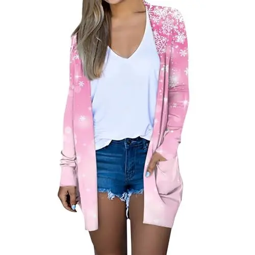 Produktbild: SCBFDI Black Friday Angebote, Weihnachtskostüm Damen Weihnachtsgeschenke Kleinigkeiten Elegante Strickjacken für Damen Strickjacken für Damen Weiss Cardigan Damen Xl Strickjacke Senioren Damen