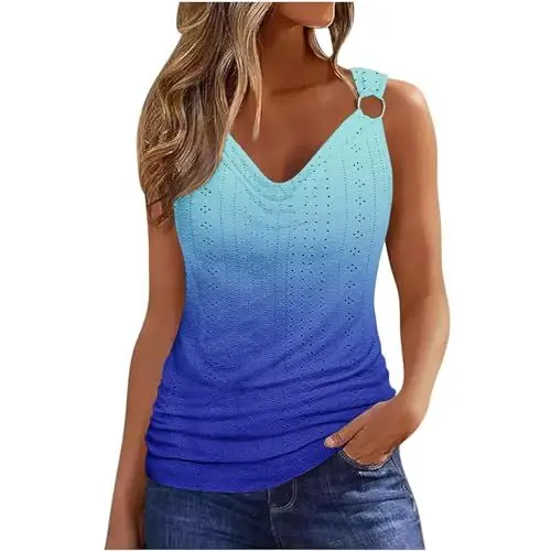 Produktbild: SCBFDI Blusenrock Blusenrock Tshirt Lang Damen Tops für Damen Sexy Top mit Reissverschluss Vorne Bluse Satin Damen Tops für Teenager Tanktops Frauen Gym Oberteil Damen Bluse Weiß Blau L