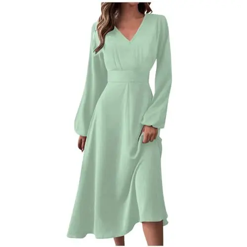 Produktbild: SCBFDI Weißes Kleid Damen Brautkleider Langes Schwarzes Kleid Kommunionskleider Abendkleid Elegant Frauen Abendkleider Plisseekleid Damen Sommer Elegante Kleider Damen Ballkleid Grün S