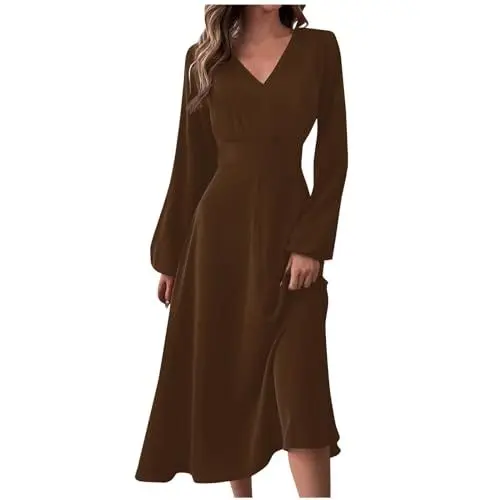 Produktbild: SCBFDI Brautjungfernkleider Sweatkleid Damen Brautkleid A Linie Rote Kleider Pink Kleid Damen Paillettenkleid Mädchen Alternative Bekleidung für Damen Hochzeitskleid Daisy Kostüm Braun L
