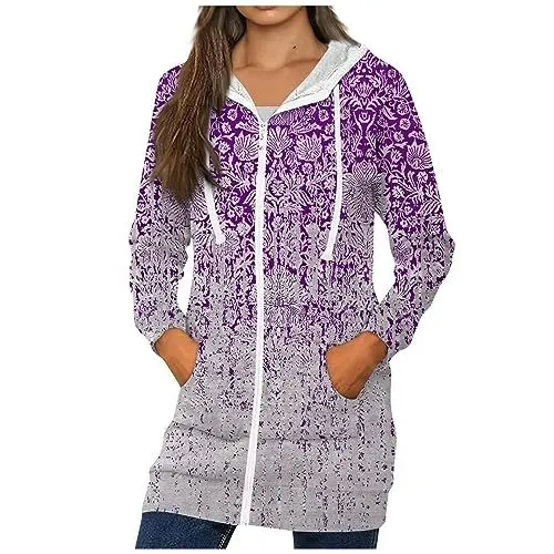 Produktbild: SCBFDI College Jacke Mädchen Hoodie Damen Schwarz Umstandsjacke Winter Sportjacke Damen Umstandsjacke Winter Jacke für Frauen Jacke Schwarz Damen Herbst Outfit Damen Essentials Lila 2Xl