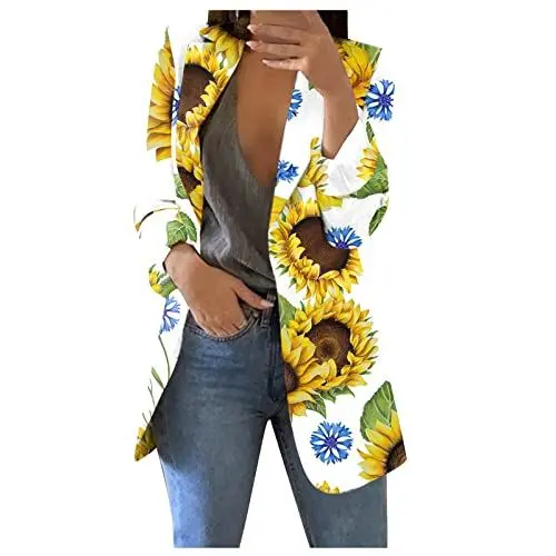 Produktbild: SCBFDI Karierte Jacke Damen Boucle Jacke Damen Frauen Jacke Frühling Sweatblazer für Damen Damen Longblazer Elegant Bell Kostüm Damen Damen Jacke Elegant Xxl Jackett Damen Blazer Gelb 3Xl