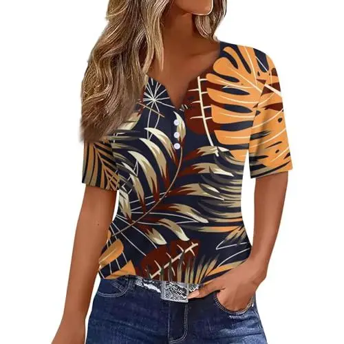 Produktbild: SCBFDI T Shirts Damen Trachtenbluse Damen Extravagante Blusen Rüschenbluse Damenoberteile Häkeloberteile Damen Sommer Weiße Bluse Damen Oversize Festliche Blusen Damen Tshirt mit Orange 2XL