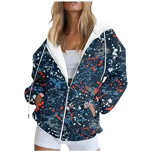 Produktbild: SCBFDI Umsatz 2024, Sweatshirt Jacke Zipper Hoodie Damen Sweatshirt Damen mit Kapuze|Kapuzensweatshirt Damen Lang mit Knöpfen Sport Sweatjacke Damen Hoody Laufjacke Damen Leicht