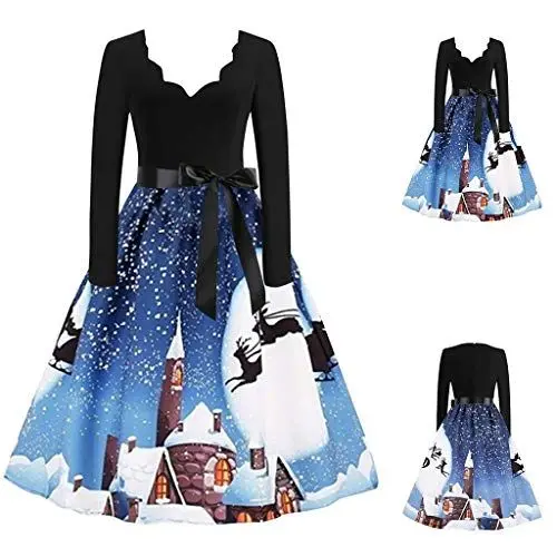 Produktbild: SCBFDI Viktorianisches Kleid Mädchen Eiskunstlauf Kleid Mädchen Kleid Boho Ehefrau Tr?Gerkleid Damen Kleider für Blau L
