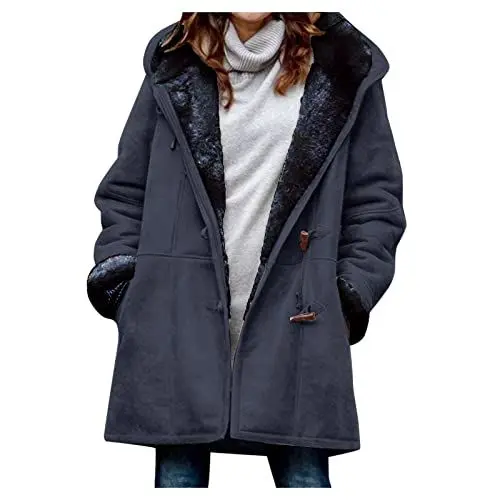 Produktbild: SCBFDI Winter Jacke Damen Lang Wintermantel Rot Winter Mantel Damen Lang Damen Übergangsjacke Parka Damen Übergangsmantel Damen Frühling Damenmantel für Übergang Wintermantel Weiss Blau S