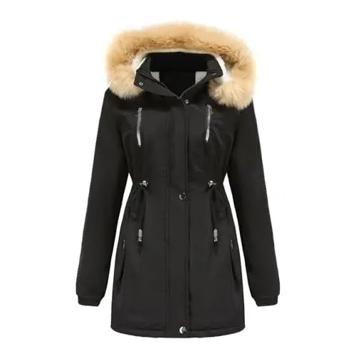 Produktbild: SCBFDI Winterjacke Damen Grosse Grössen Xxxl Wintermantel Weiss Damen Bomberjacke Damen Winter Mantel Damen Lang Wintermantel Damen Reduziert Winterjacke Teenager Mädchen Jacke Schwarz L