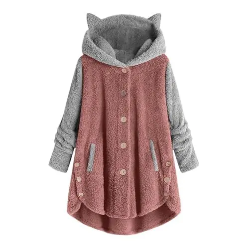 Produktbild: SCBFDI Winterjacke Damen Ohne Kapuze Wintermantel Braun Softshellmantel Damen Leichtsteppjacke für Damen Winterjacke+Damen Slimjack Steppjacke Mädchen 122 Wintermantel Grøße Größen Rosa Xl