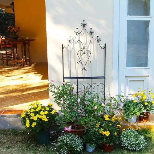 Produktbild: SCENDOR GARDEN Gartentrellis 150CM x 55CM x 1.3CM - Eisen, Einzigartiges Design, Robuste Konstruktion, Lattengitter für Rosen, Reben, Efeu, Clematis - Kletterpflanzenstütze