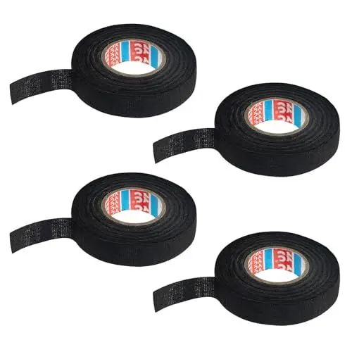 Produktbild: Scettar 4 Stück KFZ Gewebeband, 19 mm x 20 m Isolierband, Korrosionsbeständiges Hitzebeständiges Klebeband, Kann Lärm Reduzieren Felgenband, KFZ Kabel Klebeband Stoff