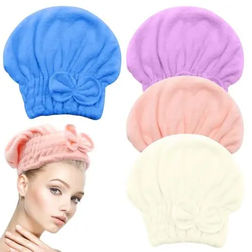 Produktbild: Scettar 4 Stück Mikrofaser Handtuch Haare Turban, Trockenhauben Für Haare Damen, Superschnell Saugfähiges Schnelltrocknend Haarhandtuch, Haarturban Zum Trocknen Für Lange Glattes Lockiges Kurze Haar