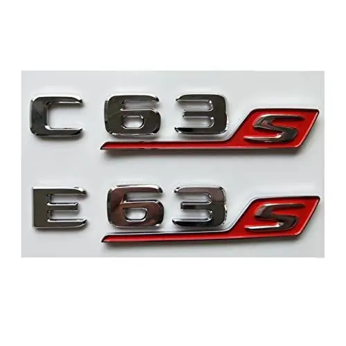 Produktbild: SCHAAN Chromrote Buchstaben C63s E63s S Trunk Emblems Abzeichen passend for Mercedes Benz W205 W212 W213 AMG Autoaufkleber (Size : C 63s)