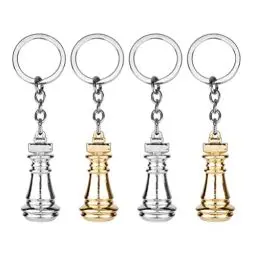 Produktbild: Gadpiparty Schach Schlüsselanhänger Keychain Schlüsselbund Schlüsselring mit Schachfiguren für Autoschlüssel Tasche Dekoration für Schachspiele Lieber Schachmeister 4 Stück Gold Silber