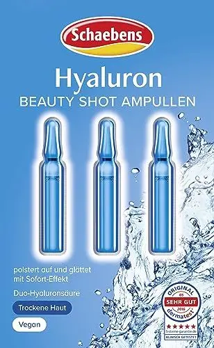 Produktbild: Schaebens Hyaluron Beauty Shot, mehr Feuchtigkeit und Aufpolsterung, Ampullen mit Duo Hyaluronsäure, Hypoallergen und VEGAN, 12.7 grams