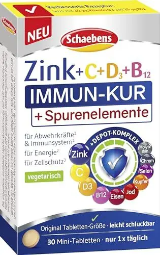 Produktbild: Schaebens Zink + C + D3 + B12 Immun-Kur + Spurenelemente