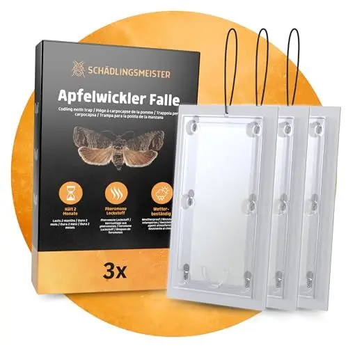 Produktbild: Panteer SCHÄDLINGSMEISTER® Apfelwickler Falle - 3 Stück - MIT Schnur - Apfelwickler Pheromonfalle - Apfelwickler bekämpfen - Gegen Apfelwickler - Mittel gegen Apfelwickler - Monitoringfalle