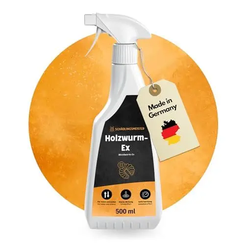 Produktbild: SCHÄDLINGSMEISTER Holzwurm Ex 500ml - Holzwurmtod Spray - Holzwurm bekämpfen - Mittel gegen Holzwürmer - Holzwurm Ex - Holzschutz Spray - Mittel gegen Holzwurm - Produktion & Tests Made in Germany