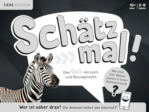 Produktbild: Schätz mal! Tiere Edition: Das Quiz mit Lach- und Staungarantie I Ab 10 Jahre I 2-8 Spieler I Spiele-Block, White