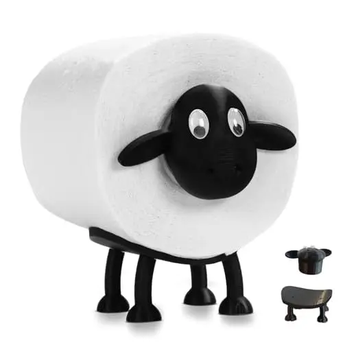 Produktbild: Schaf Toilettenpapierhalter, lustiger Klopapierhalter für 42mm Rollen, Badezimmer Deko, Perfekt als Deko für Toilettenpapier, Klorollenhalter, Klopapierhalter oder als Geschenk (Schwarz)