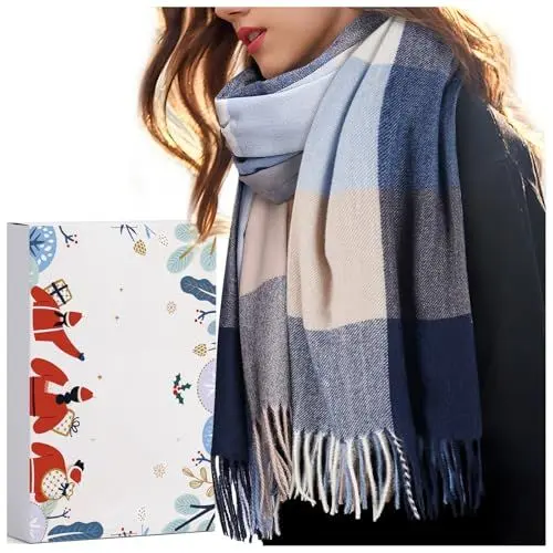 Produktbild: Schal Damen Geschenke für Frauen Weihnachten: Blau Schals Tücher für Damen Dicker Schal Damen Winter, Weihnachtsgeschenke Frauen Mama, Adventskalender Teenager Mädchen Nikolaus Geschenke Geschenkideen