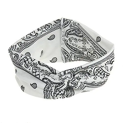 Produktbild: Schal Schwarz Cabrio Kopfbedeckung Damen Schal Haarreifenband Frauen Turban Haare elastische Yoga-Sport-Florale Verknüpfung Headband Schal Rot Damen Damen Schal Grau Schal Damen (White, One Size)
