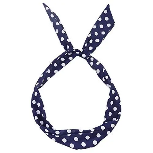 Produktbild: Schals & Tücher Für Damen Schwarzes Seidentuch Rockabilly Tartan Schal Dot Wire Polka Rockabilly Tartan Halsband Hair Retro Headband Seidentuch Damen Loop Schal Damen Frühling (Navy, One Size)