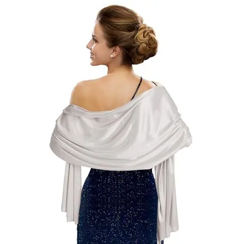 Produktbild: Schals für Damen Leichter Weicher Schal für Hochzeit Braut Schultertuch Tuch im Frühling Sommer Herbst Winter Geeignet für Partys oder Ausflüge und auch Eine Tolle Wahl zum Verschenken(Helles Silber)