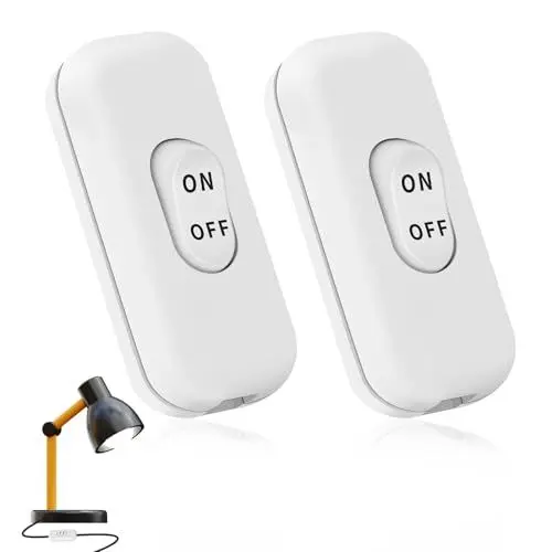 Produktbild: Schalter Lampe, 2 Stück Schnurschalter, 6A 250V Zwischenschalter, Schnurschalter 2-3 Polig, Kabelschalter, Lampenschalter für alle Arten von Elektrischen Lampen Tischlampen(Weiß)