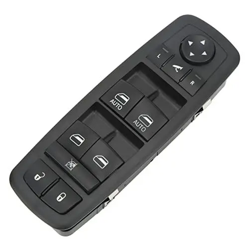 Produktbild: Schalter für elektrische Fensterheber, 68139806AA, schnelle Reaktion, schwarz, hitzebeständig, Anti-Crack-Fensterheberschalter vorne links mit Doppelautomatik für Autos(Schwarz)