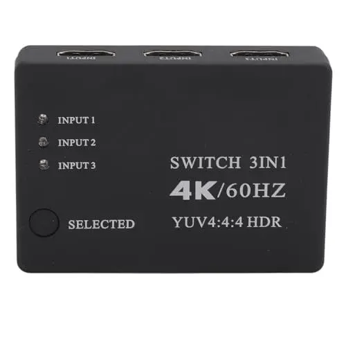 Produktbild: Schalter, und Video-Auswahlboxen, 3-in-1-Out-HD-Multimedia-Schnittstellenschalter 4K 60 Hz 3-Wege-HD-Multimedia-Schnittstelle 2.0-Schalter für Computerkonsolen-TV