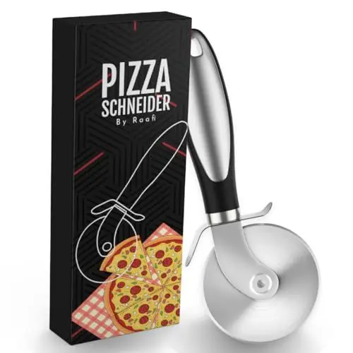 Produktbild: Scharfer Pizzaschneider. Wackelfreier Pizzaroller aus Edelstahl zum mühelosen Schneiden von Pizzen in Scheiben. Schützender Klingenschutz mit rutschfestem Griff.Einfache (Pizza Cutter 7 cm)