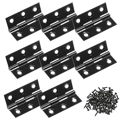 Produktbild: Scharniere Klappbar 8 Stück Türscharnier Scharnier 45x31 mm Schaniere Klavierband mit 48 Stück Schrauben Edelstahl klein Scharnier Hinges für Fenster Schrank Schwarz