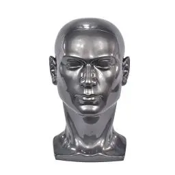 Produktbild: Schaufensterpuppenkopf aus Kunststoff, Männerkopf, mit Perücke, realistisch, zur Präsentation von Hüten, Sonnenbrillen… (light gray)