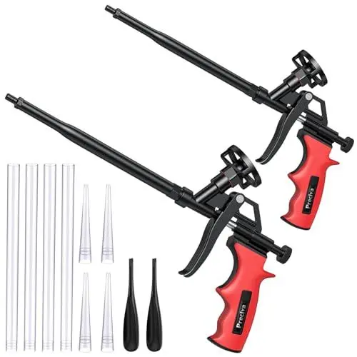 Produktbild: Schaumpistole, Preciva Bauschaumpistole Bauschaum Pistole PU Schaumpistole Expanding Foam Gun Dosierpistole aus Metall (zwei rote)