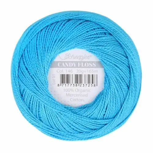 Produktbild: Scheepjes - Scheepjes Candy Floss 146 Vivid Blue (165m) Bio Mercerisiert Baumwolle Garn - 1x20g
