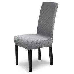 Produktbild: SCHEFFLER-Home Stuhlhussen Stretch Emil/Stretch Stuhlhussen Grau 2er Set/elastische Stuhlabdeckungen/Stuhlhussen Schwingstühle/Flanell Spann-Stuhlhussen Hochlehner mit Gummiband