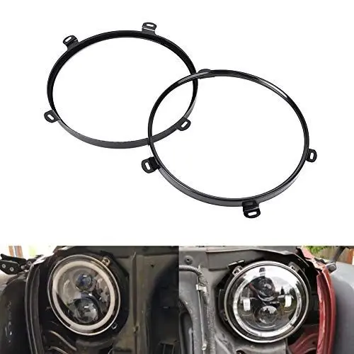 Produktbild: Scheinwerfer Halterung Jk,Wrangler Jk Scheinwerfer Halterung,Tj Scheinwerferring Scheinwerferbirnen Baugruppen 2 Stück 7 Zoll Scheinwerferhalterung Ring Lampenfassung Passend Für Wrangler Tj
